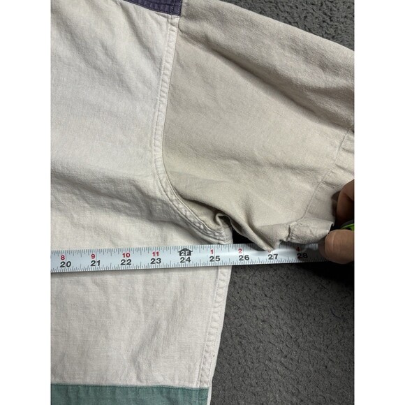 Vintage Chaps Ralph Lauren Linen Cat Eye Button Shirt Large Colorblock - Picture 7 of 12